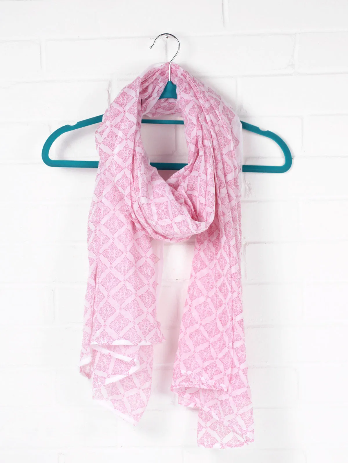 Pink Hand Block Printed Scarf