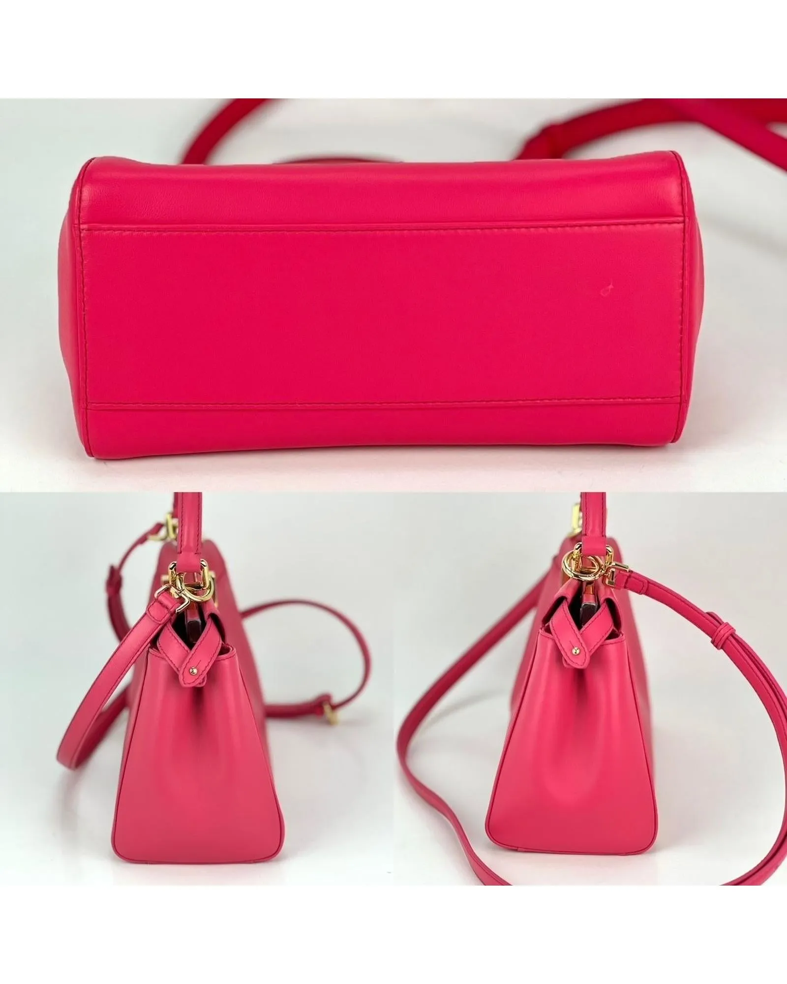 Pink Leather Mini Hand Shoulder Bag by Fendi