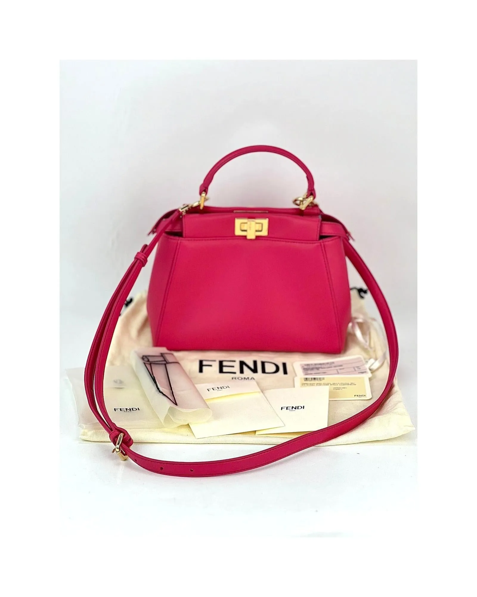 Pink Leather Mini Hand Shoulder Bag by Fendi