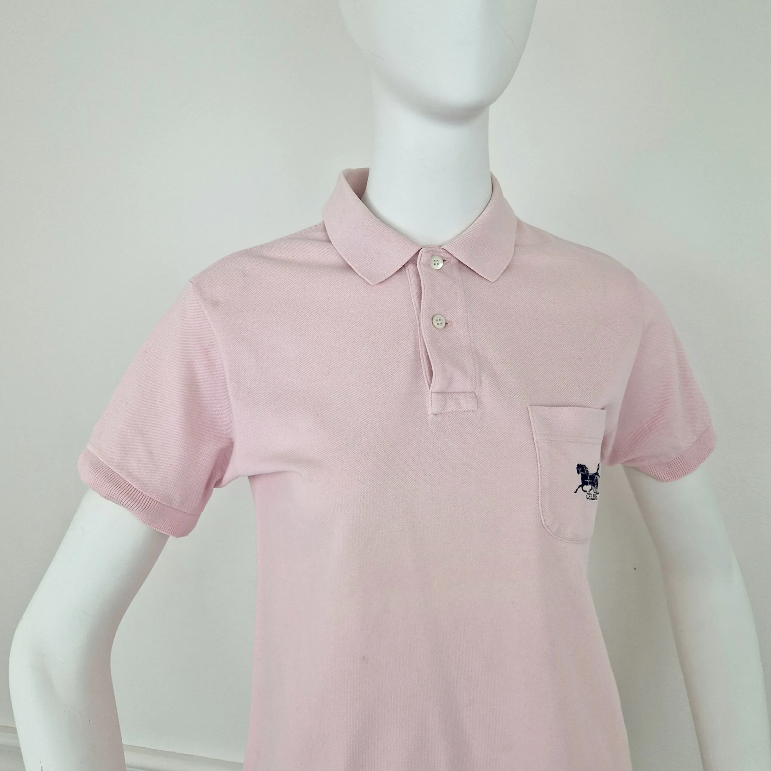 Polo Celine vintage rosa chiaro