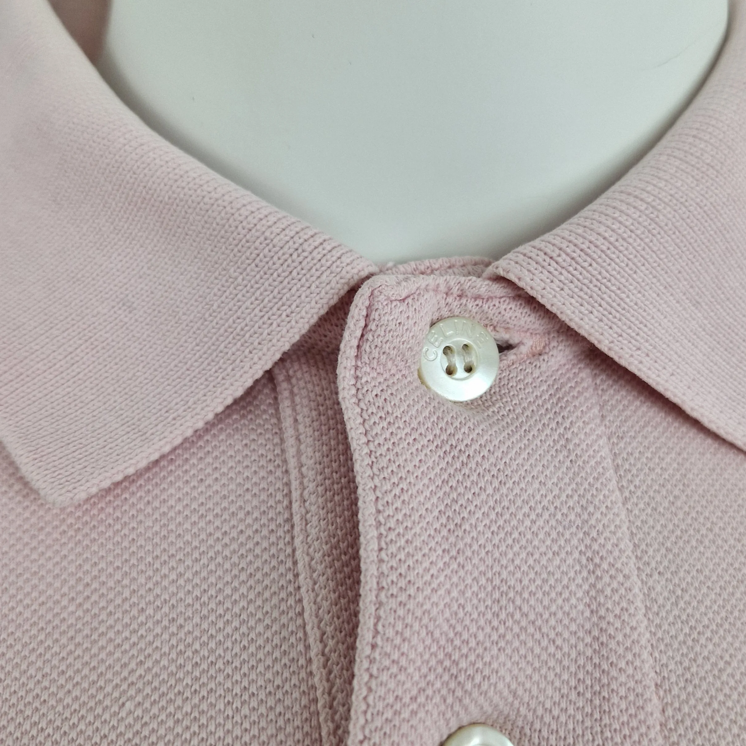 Polo Celine vintage rosa chiaro