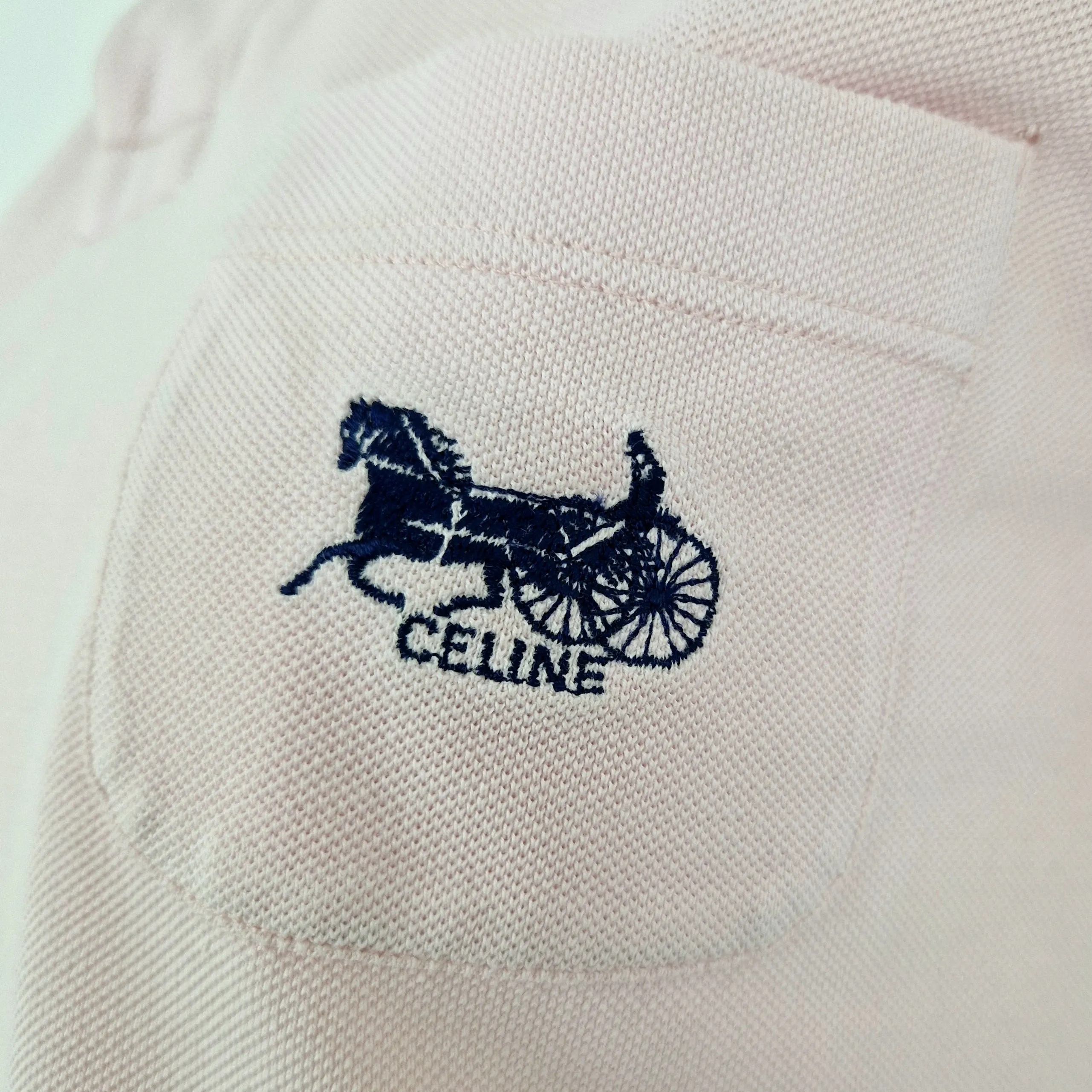 Polo Celine vintage rosa chiaro