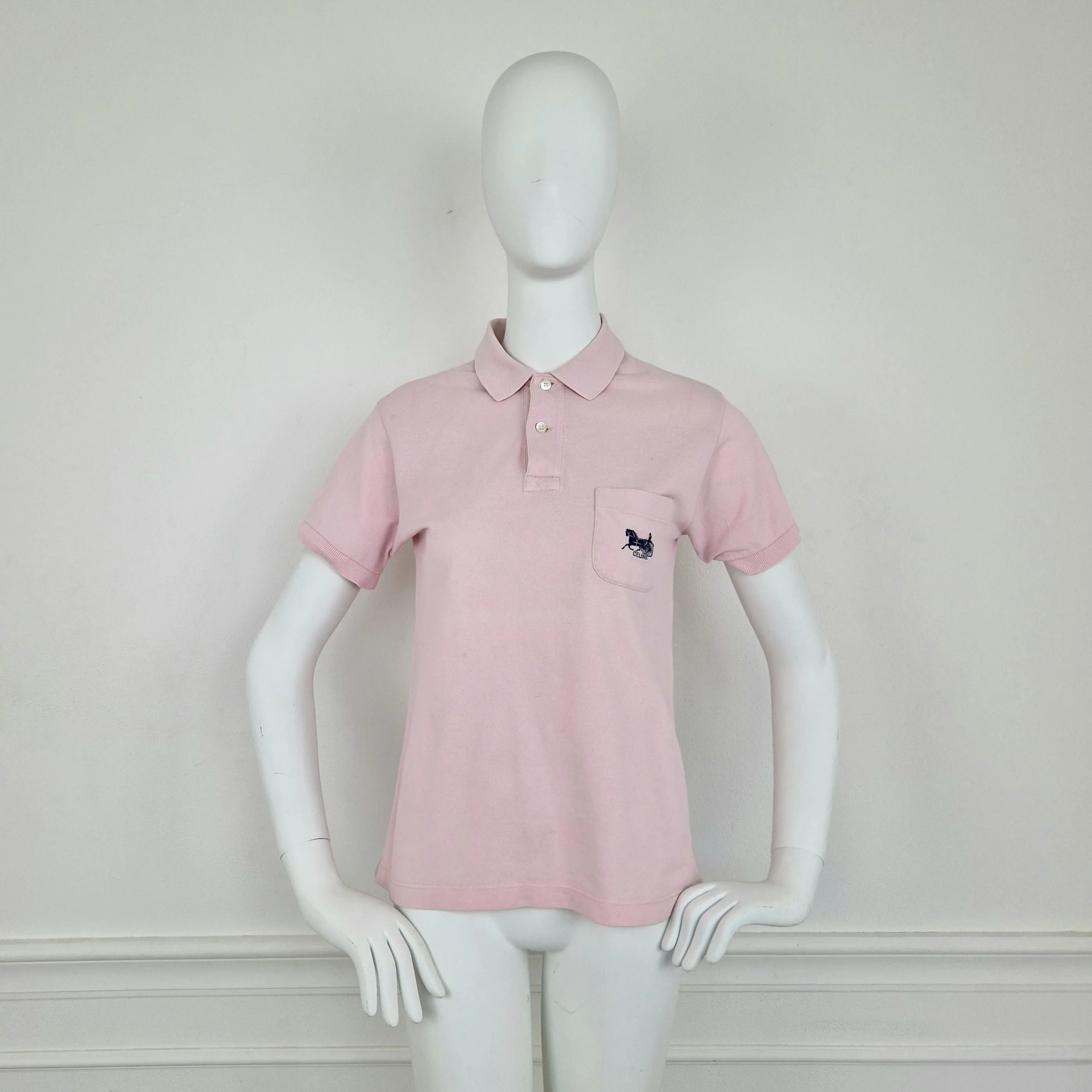 Polo Celine vintage rosa chiaro