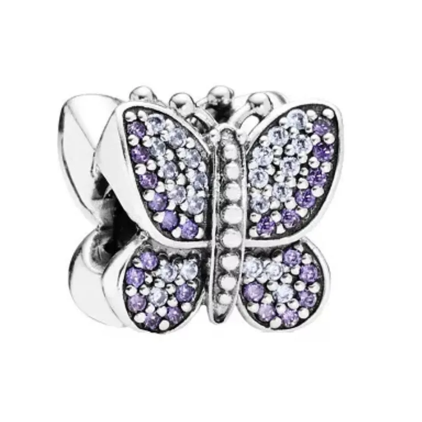 Purple Butterfly Charm - 925 Sterling Silver