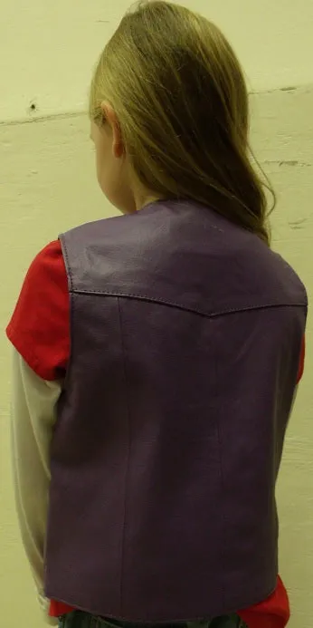 Purple HL17230Purple Kids Leather Kids Vest