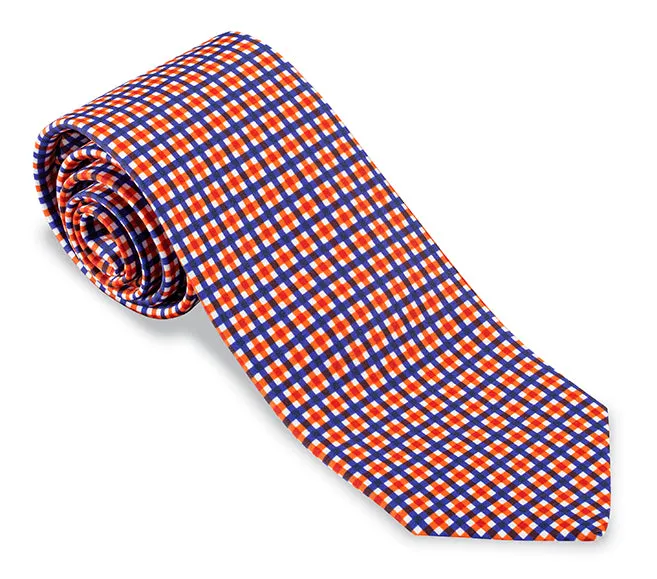 Purple/Orange Gingham Necktie - F4497