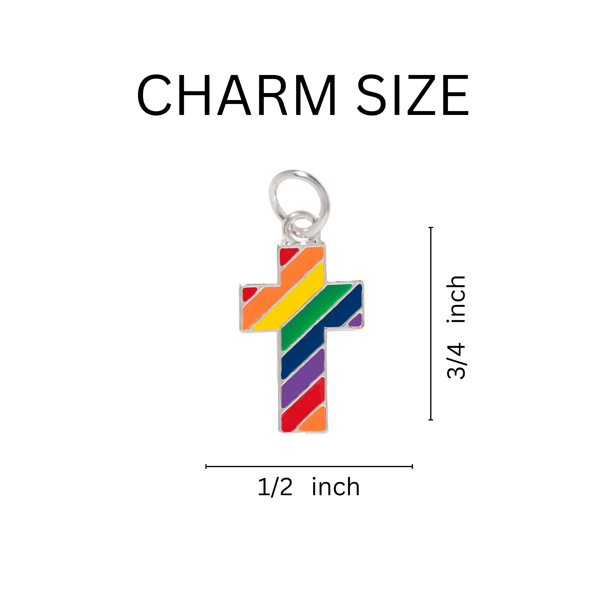 Rainbow Cross Gay Pride Split Ring Key Chains