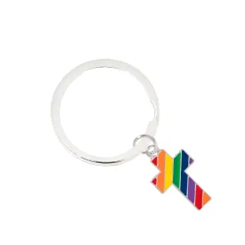 Rainbow Cross Gay Pride Split Ring Key Chains