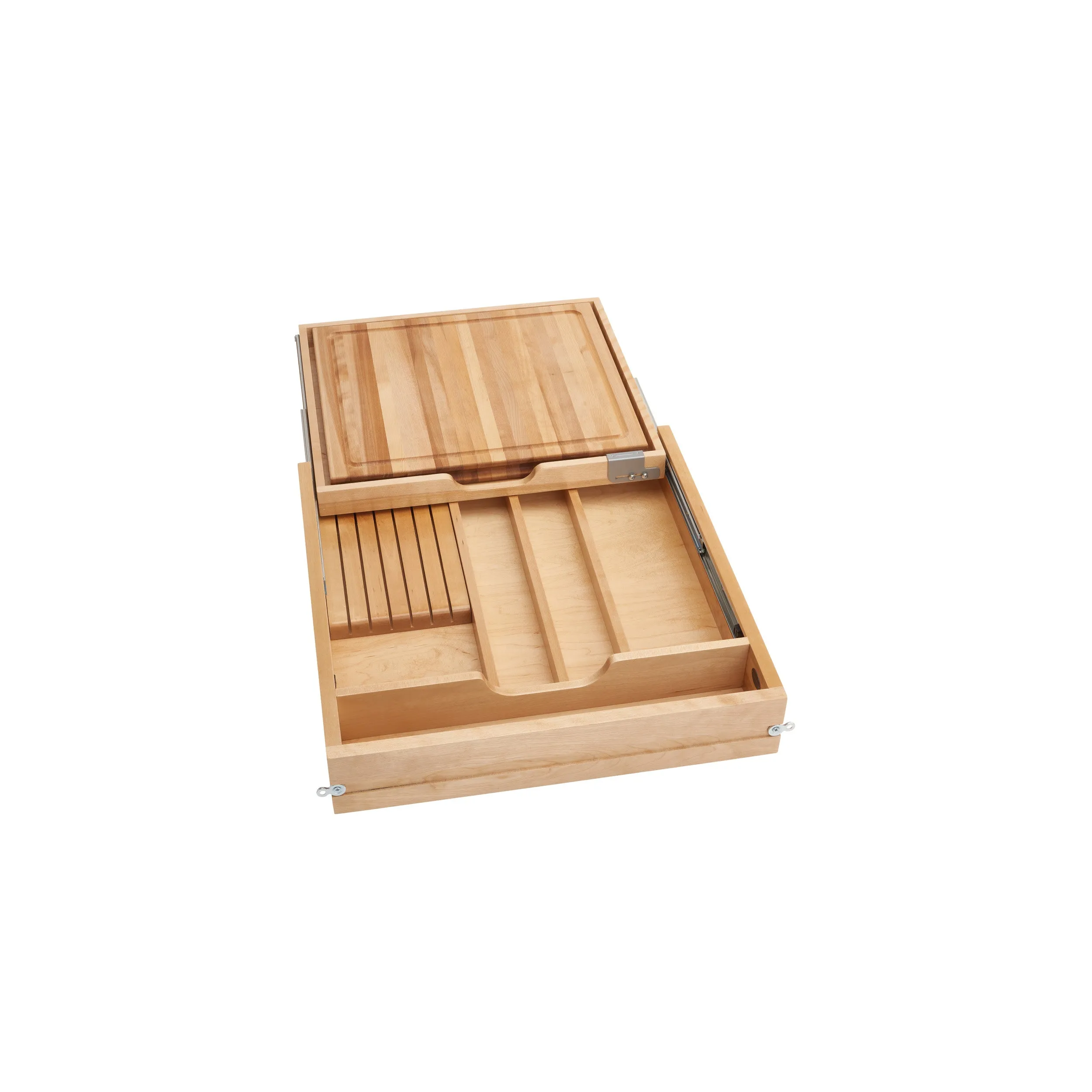 Rev-A-Shelf / 4KCB-24H-1 / Wood Knife Organizer and Cutting Board Replacement Drawer System (No Slides)