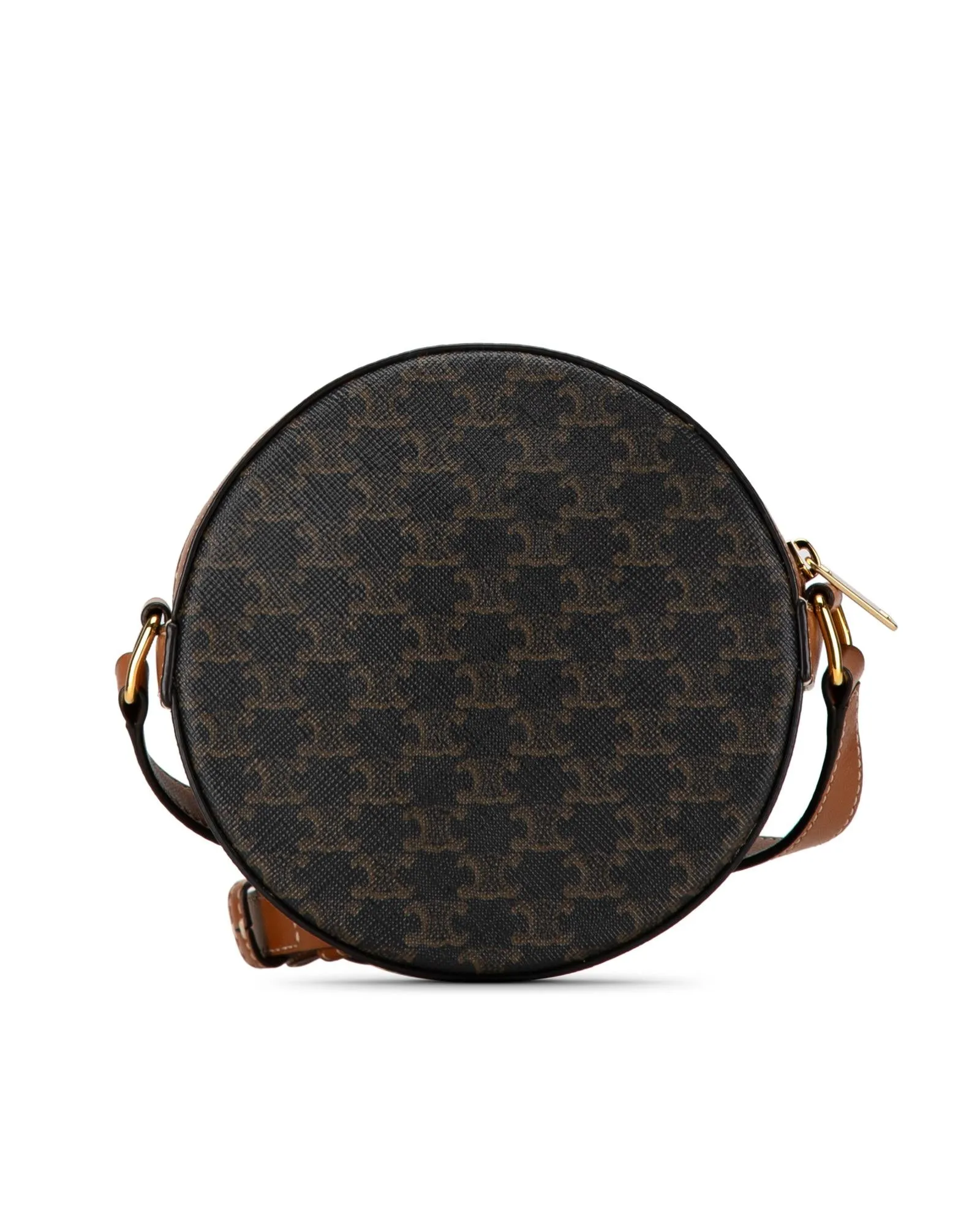 Round Purse with Leather Trim and Adjustable Strap