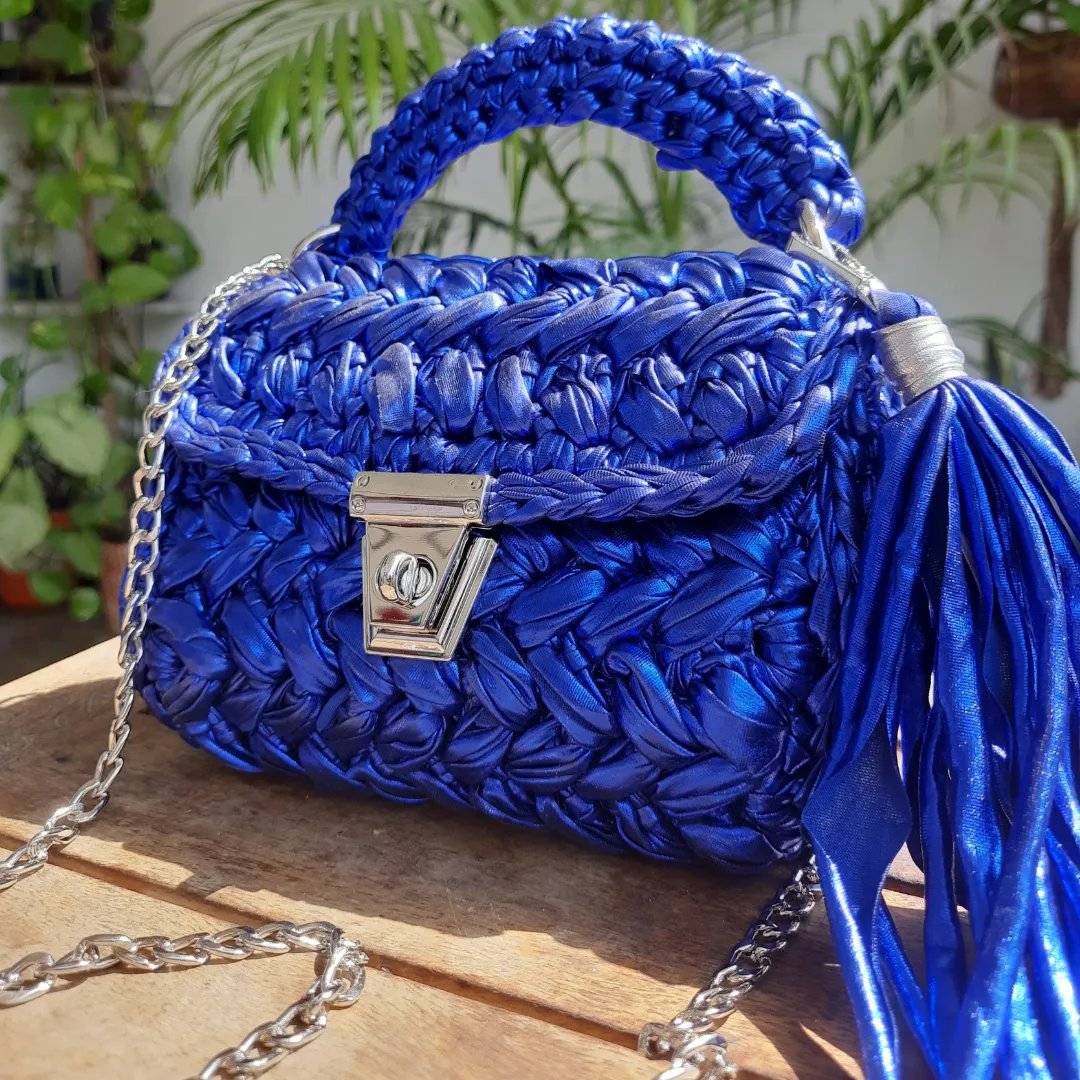 Shiroli Handmade Designer Metallic Royal Blue Bag