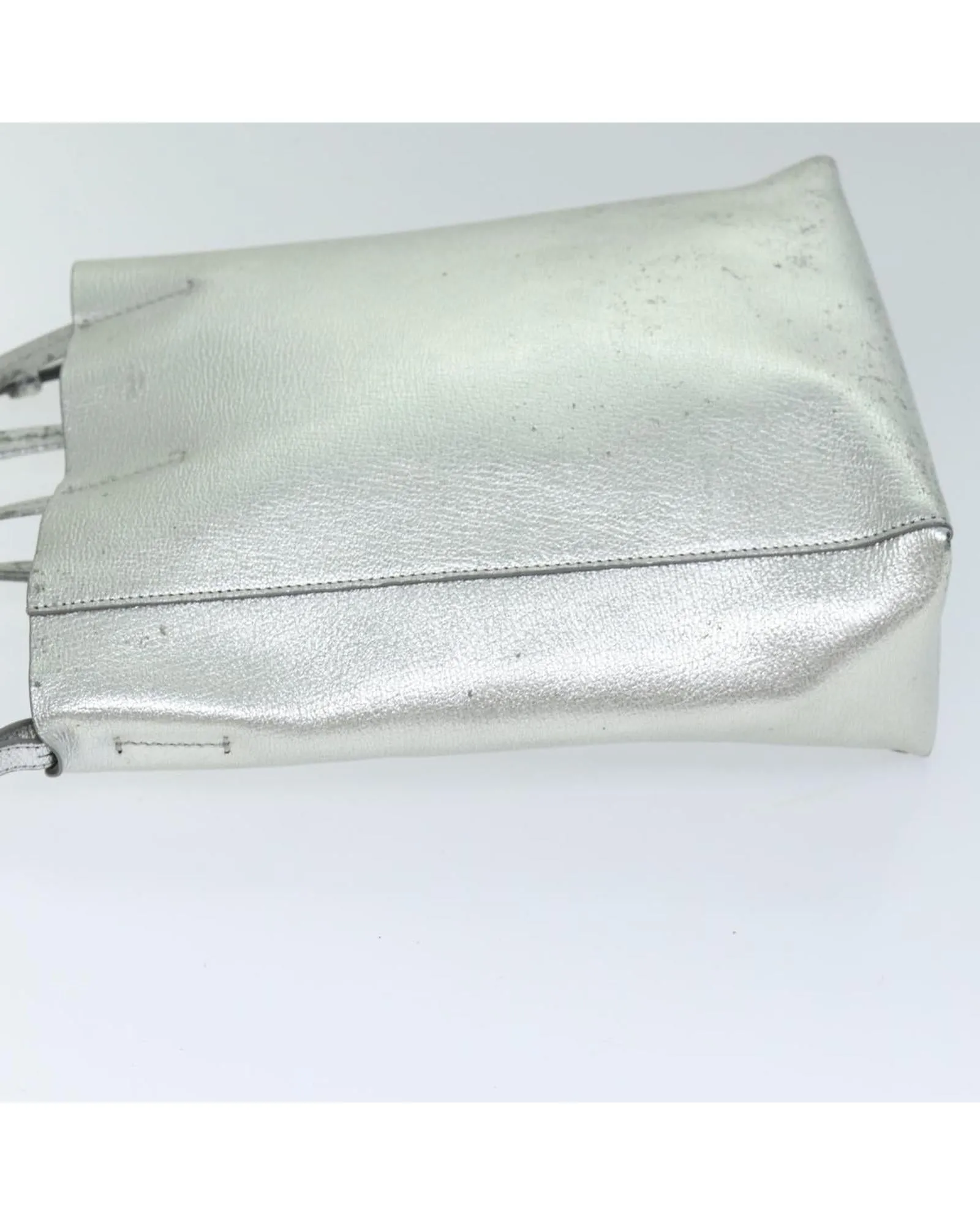 Silver Leather 2way Hand Bag by Celine - Authentic