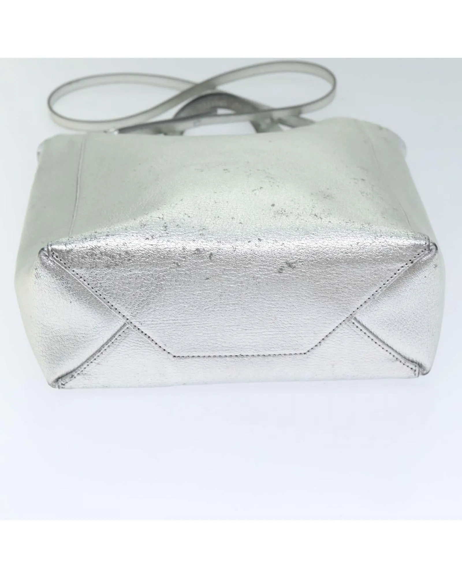 Silver Leather 2way Hand Bag by Celine - Authentic