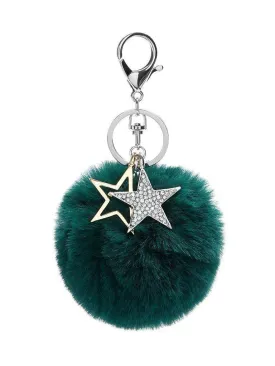 Star Detail Pom Pom Keychain