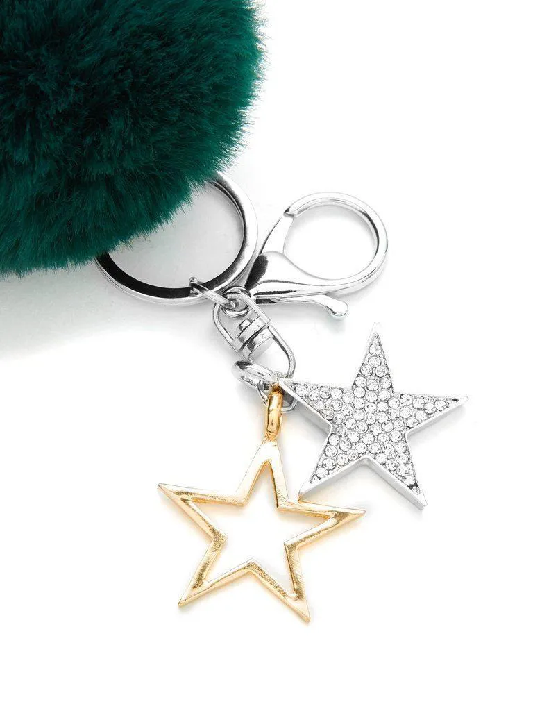 Star Detail Pom Pom Keychain