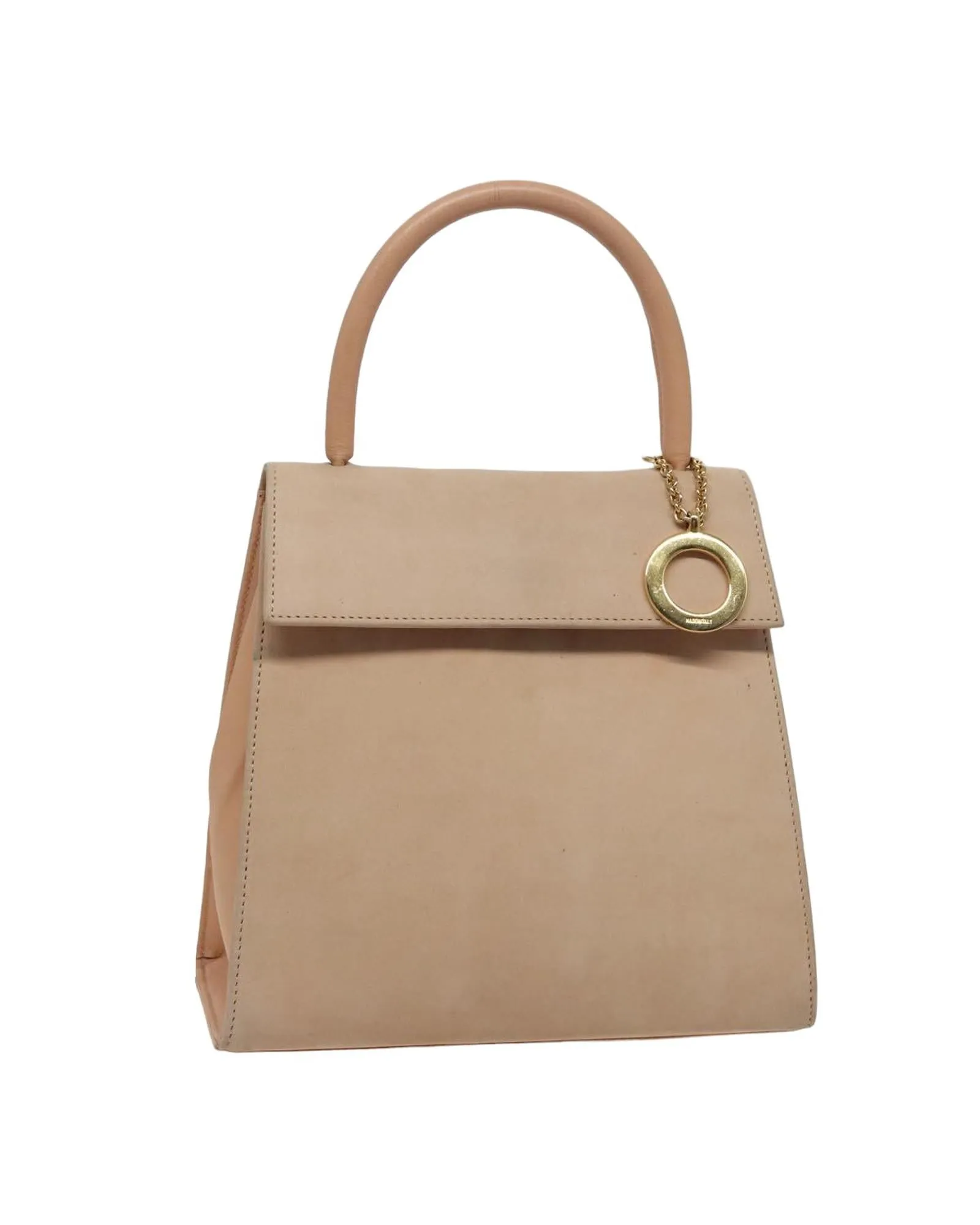 Suede Hand Bag with Charm Detailing