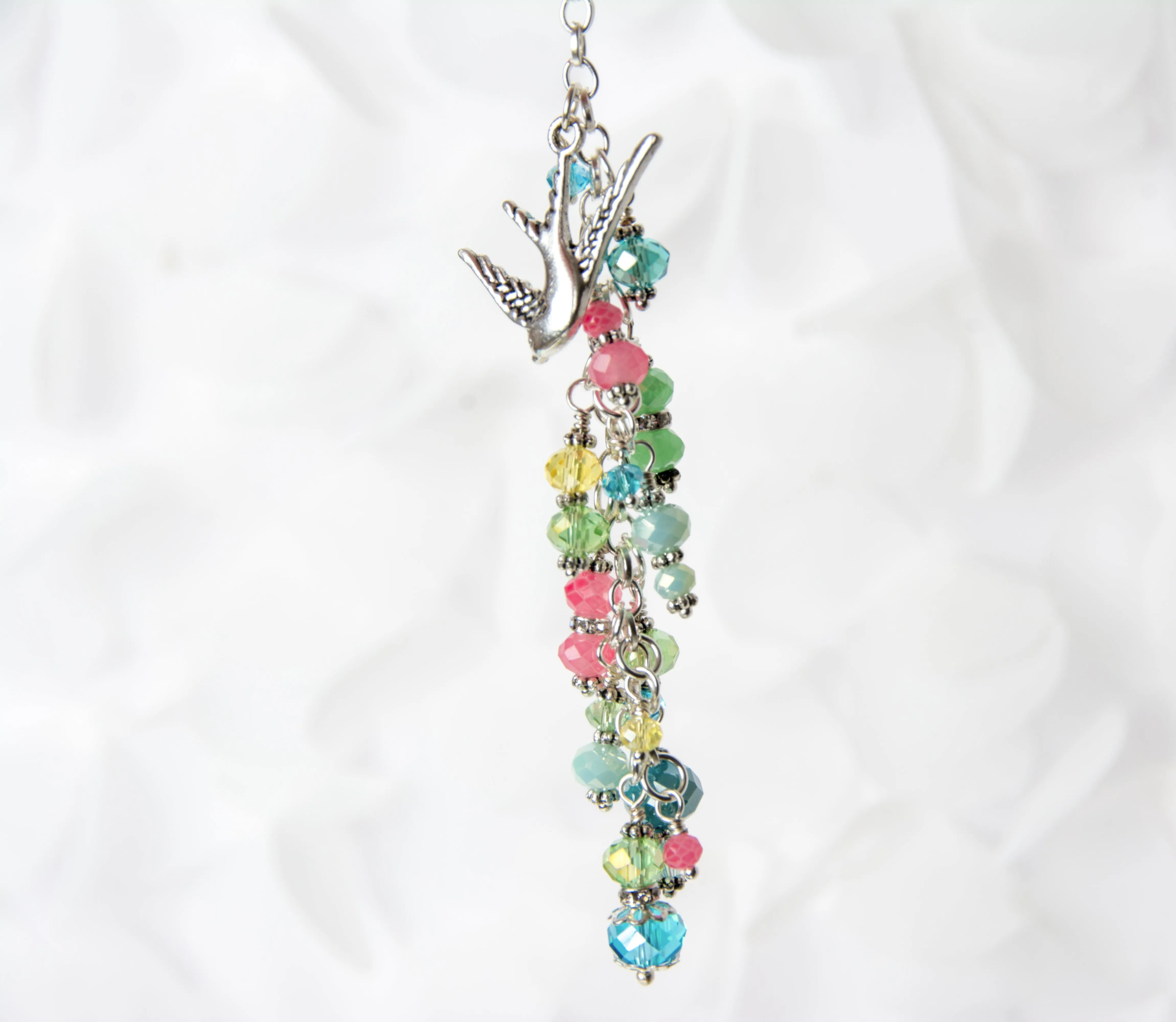 Swallow Planner Charm with Crystal Dangle