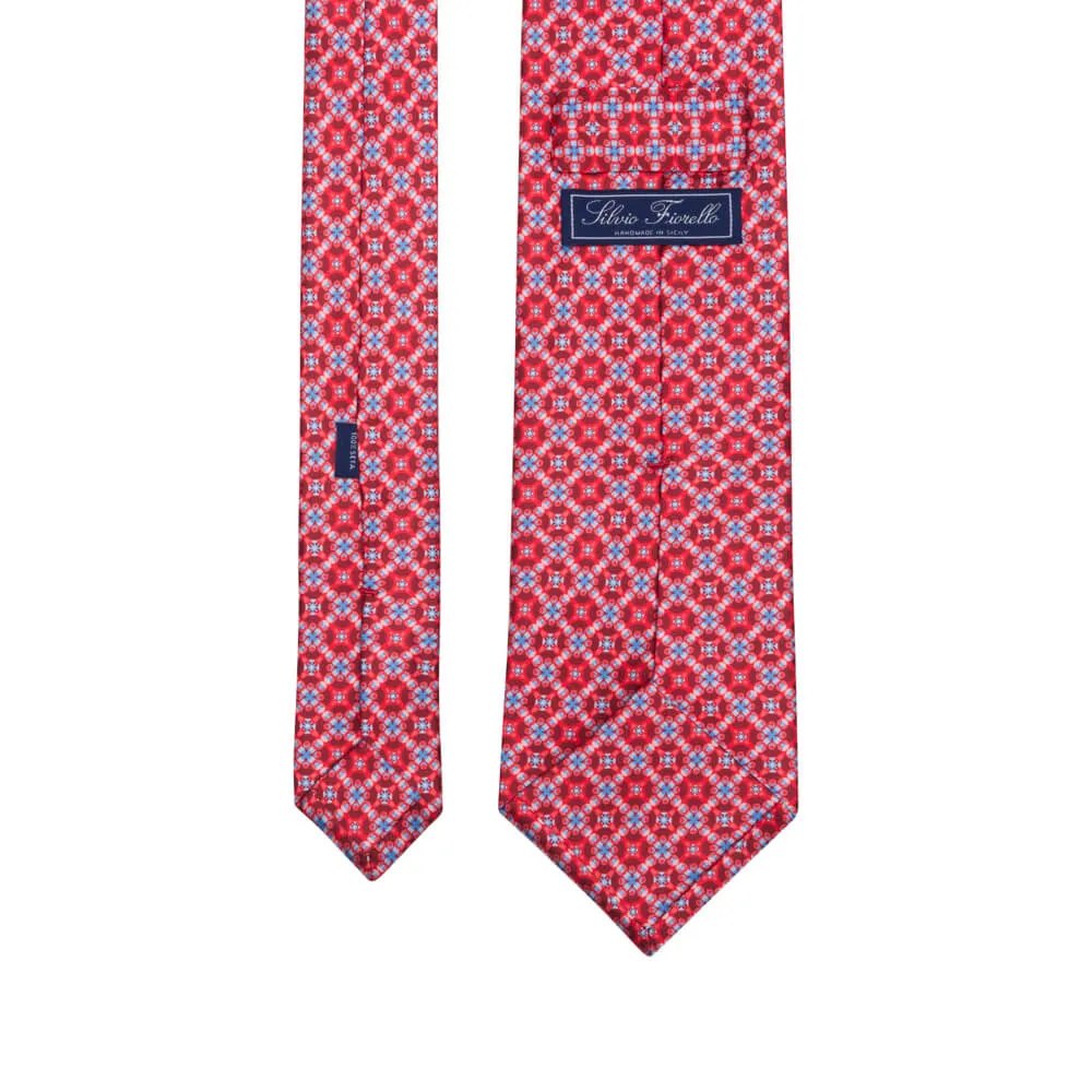 The Pearl of Sicily Red and Blue Silk Duchesse Tie