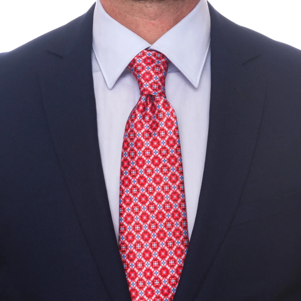 The Pearl of Sicily Red and Blue Silk Duchesse Tie