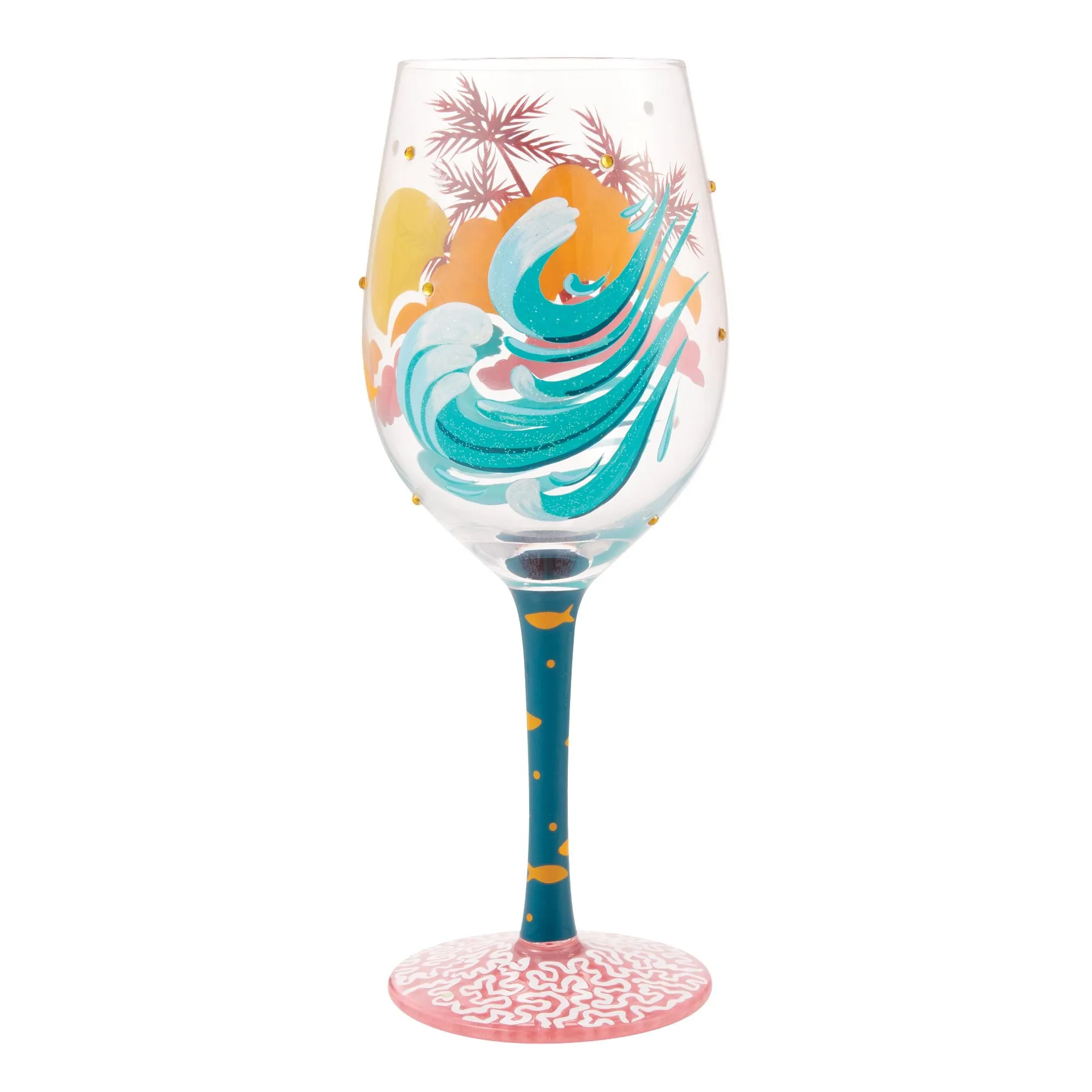 Tropical Getaway Hand Painted wine glass