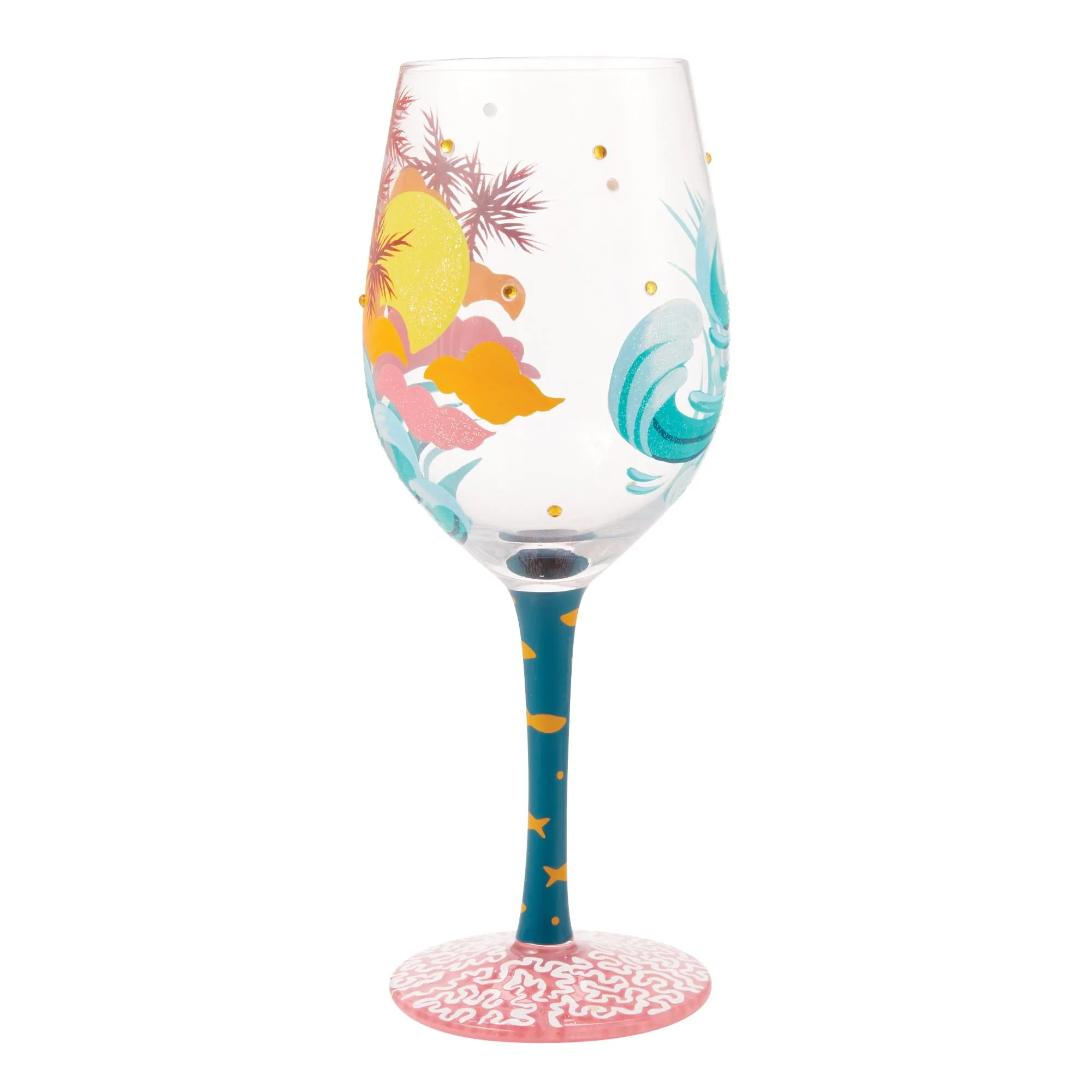 Tropical Getaway Hand Painted wine glass