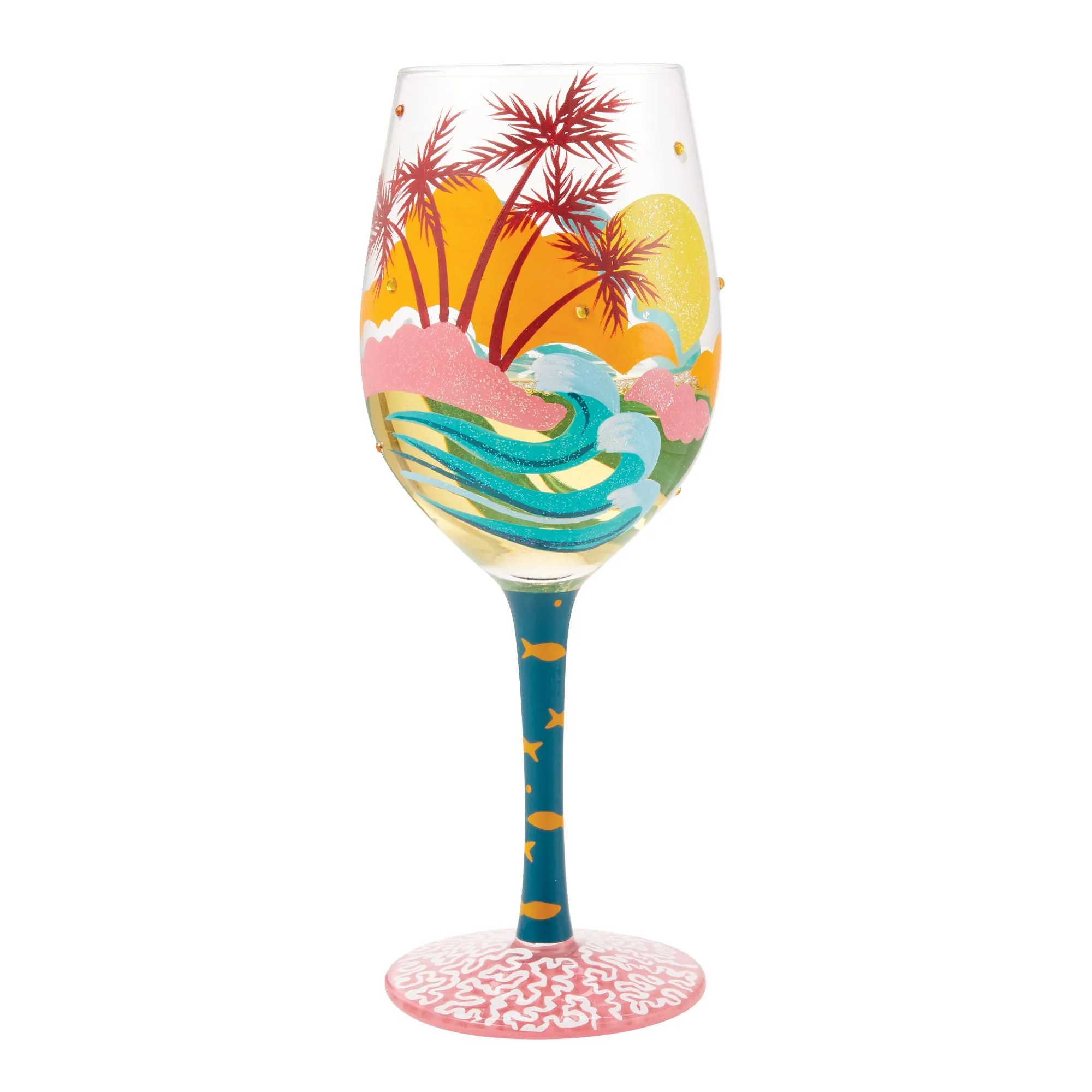 Tropical Getaway Hand Painted wine glass