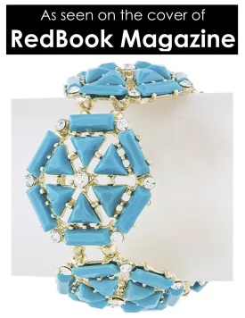 Turquoise & Crystal Hexagon Bracelet