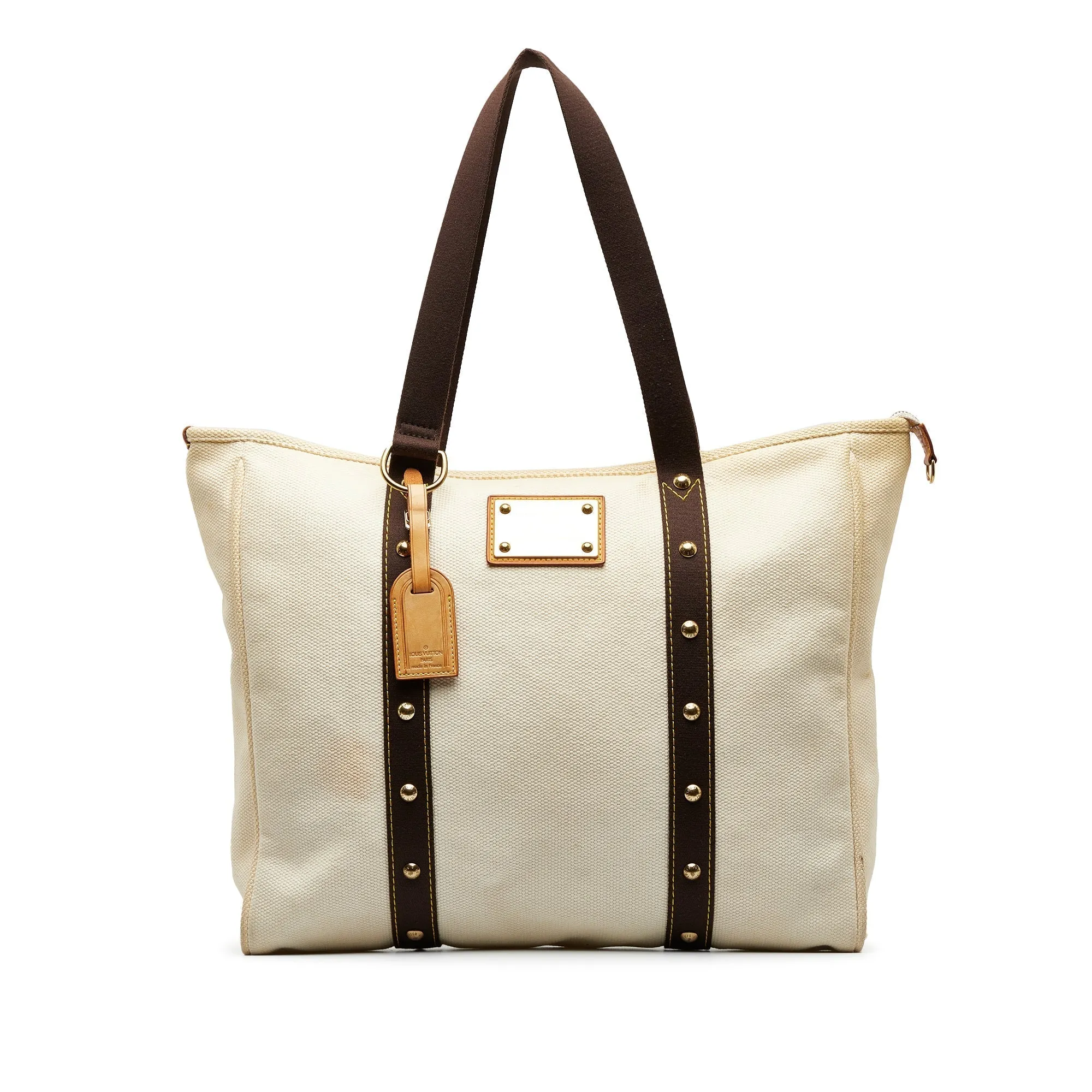 White Louis Vuitton Antigua Cabas GM Tote Bag