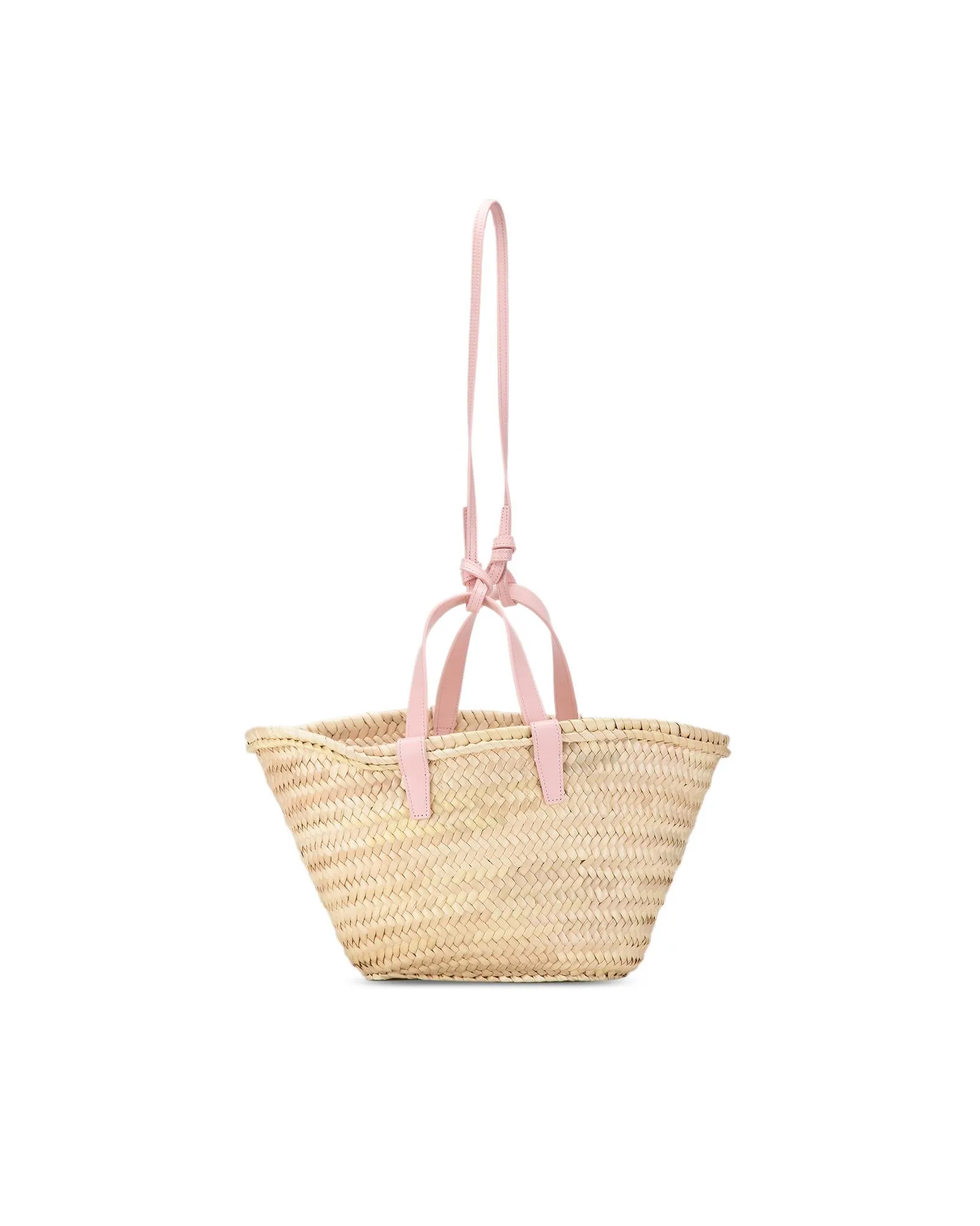 Woven Raffia Panier Satchel with Leather Handles and Shoulder Strap