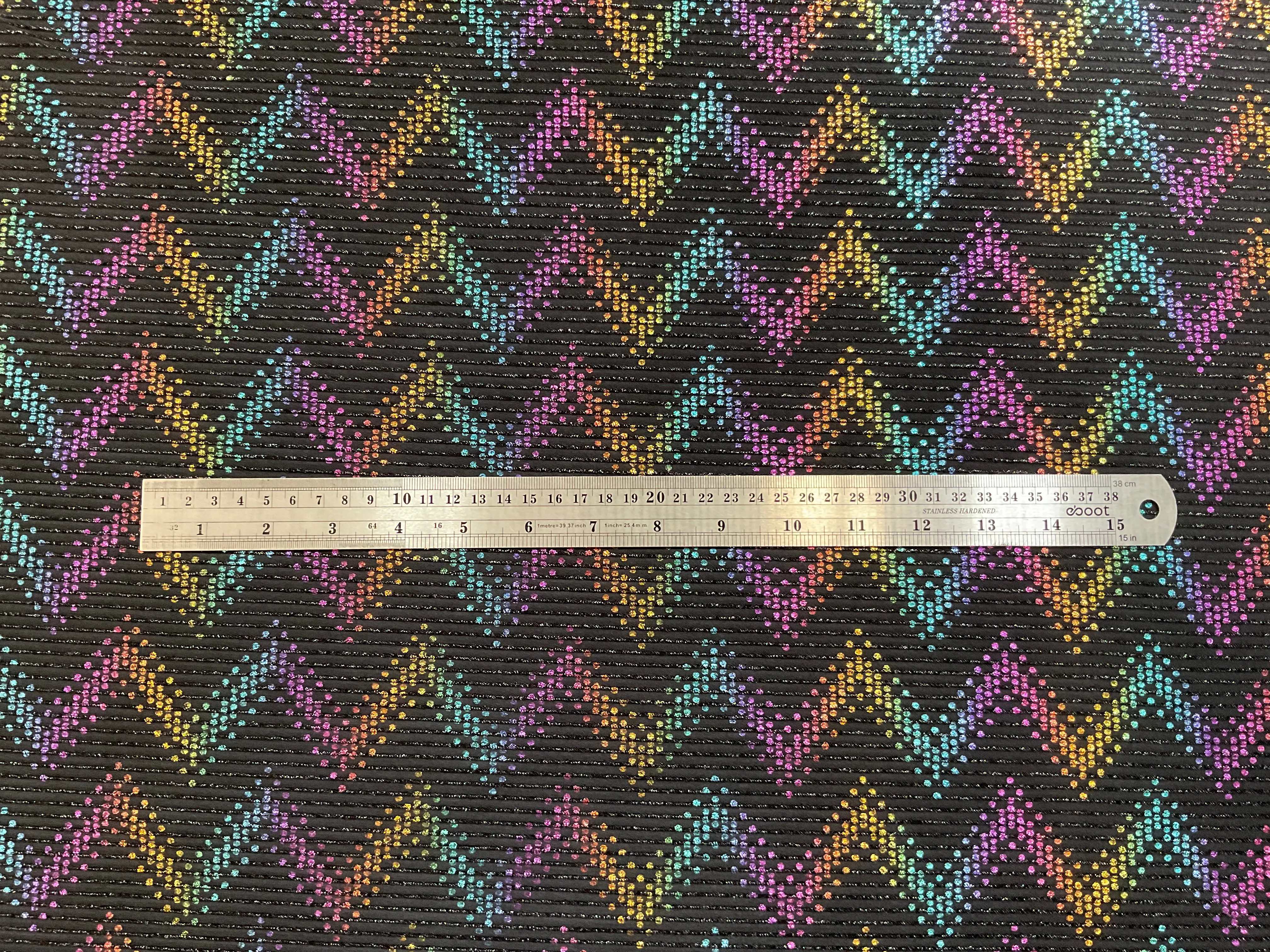 Zig Zag Rainbow Metallic Stretch Knit