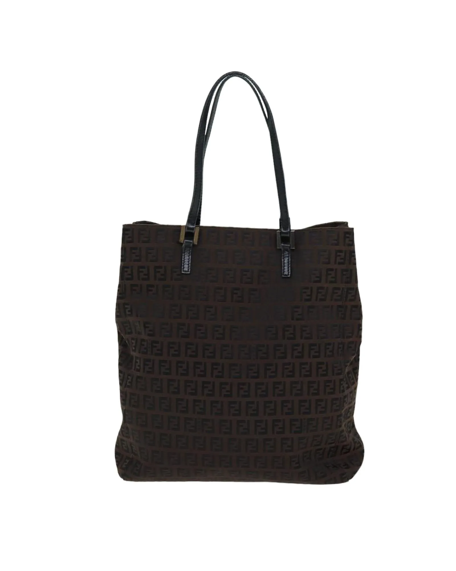 Zucchino Canvas Tote Bag with Silver Hardware and Brown/Black Design