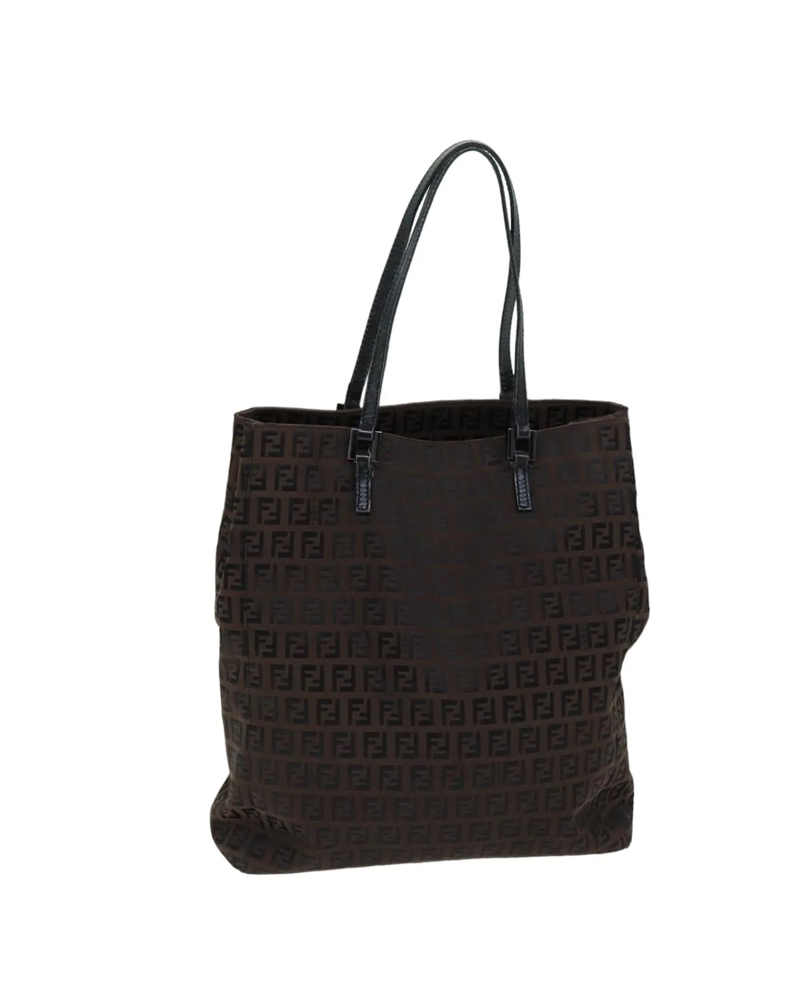 Zucchino Canvas Tote Bag with Silver Hardware and Brown/Black Design